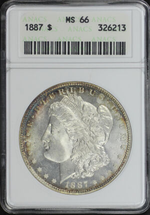 Obverse of this 1887 Morgan Dollar ANACS MS-66