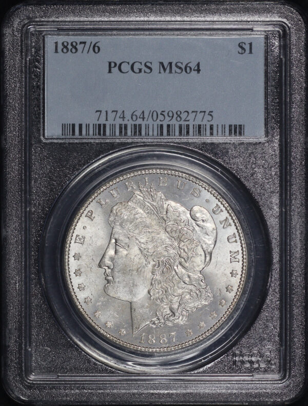 Obverse of this 1887/6 Morgan Dollar PCGS MS-64