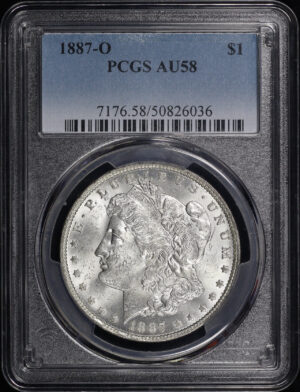 Obverse of this 1887-O Morgan Dollar PCGS AU-58
