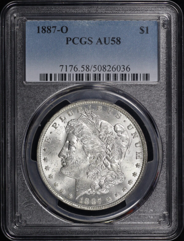 Obverse of this 1887-O Morgan Dollar PCGS AU-58