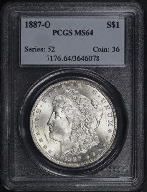 Obverse of this 1887-O Morgan Dollar PCGS MS-64