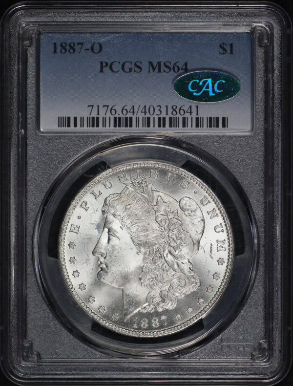 Obverse of this 1887-O Morgan Dollar PCGS MS-64 CAC