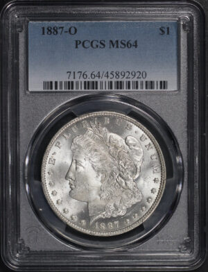 Obverse of this 1887-O Morgan Dollar PCGS MS-64