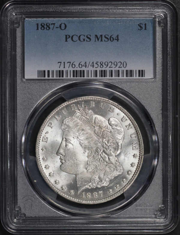 Obverse of this 1887-O Morgan Dollar PCGS MS-64