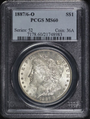 Obverse of this 1887/6-O Morgan Dollar PCGS MS-60