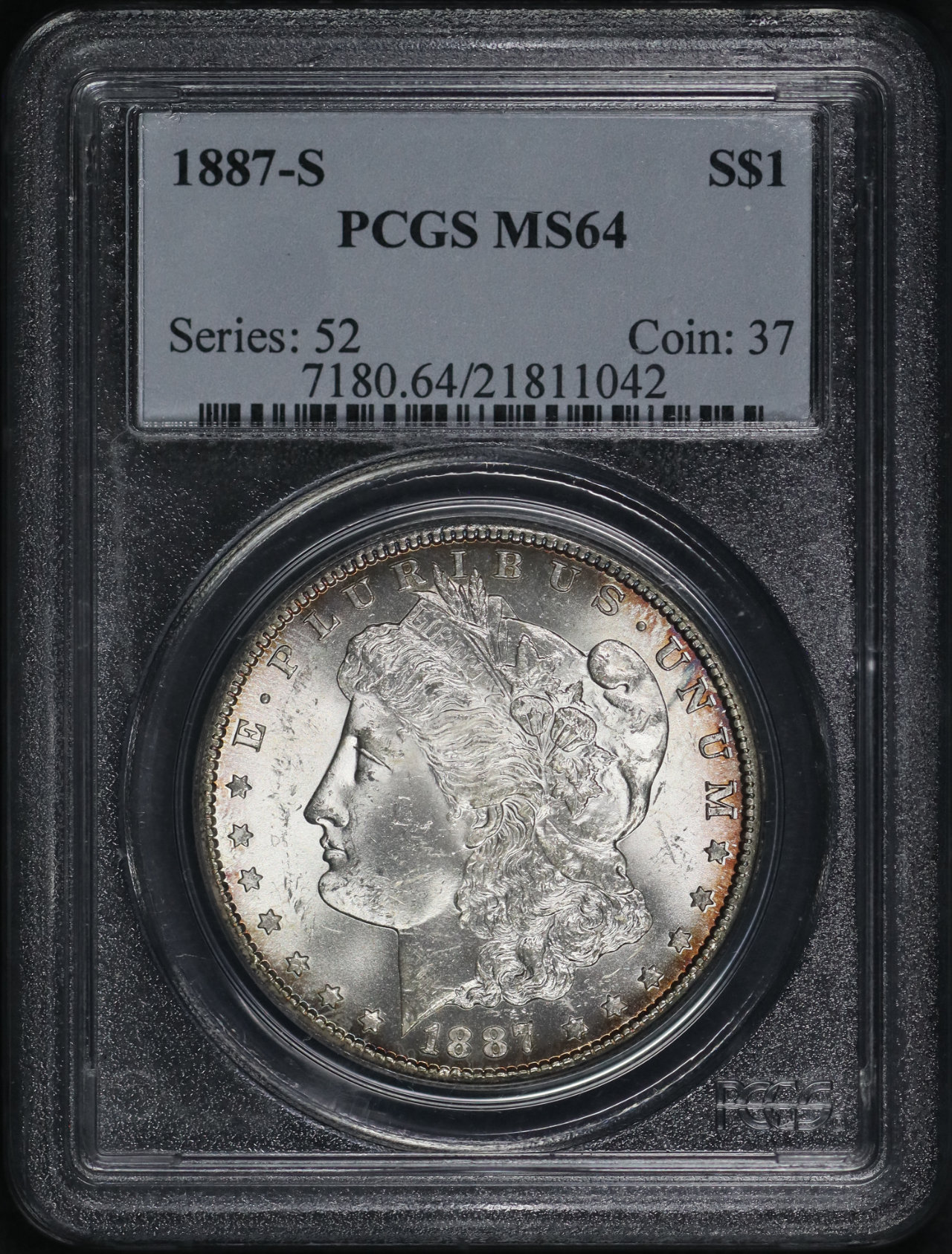 Obverse of this 1887-S Morgan Dollar PCGS MS-64