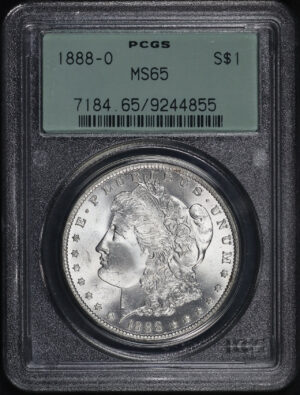 Obverse of this 1888-O Morgan Dollar PCGS MS-65 Old Green Gasket Holder