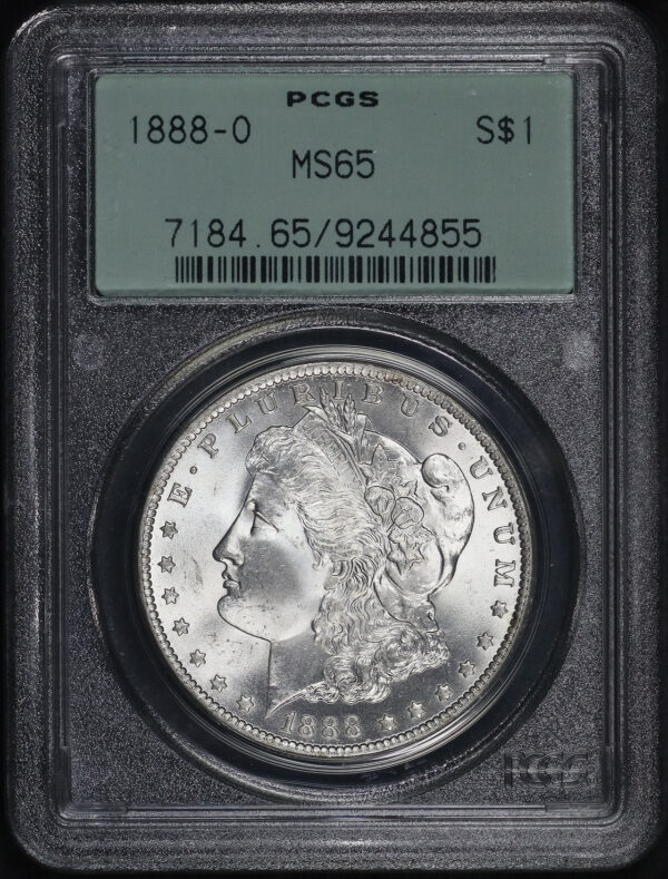 Obverse of this 1888-O Morgan Dollar PCGS MS-65 Old Green Gasket Holder
