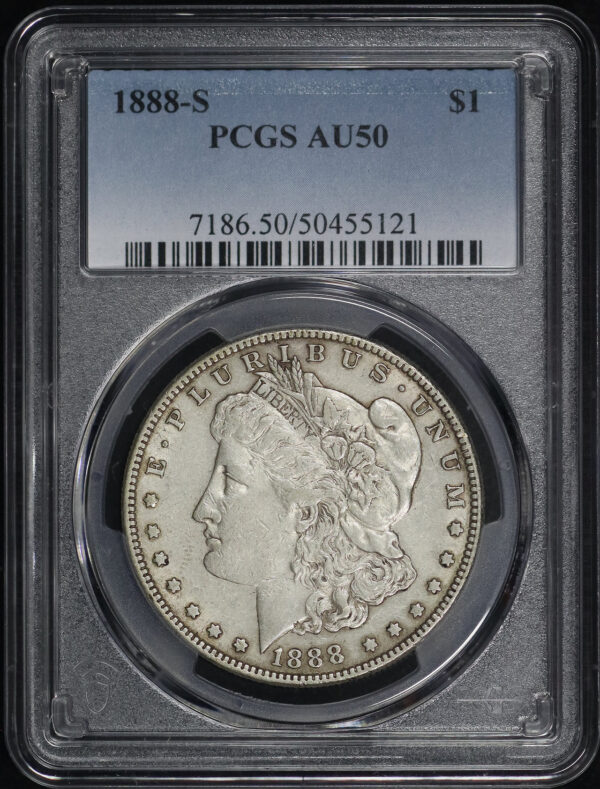 Obverse of this 1888-S Morgan Dollar PCGS AU-50