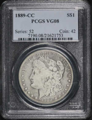 Obverse of this 1889-CC Morgan Dollar PCGS VG-08