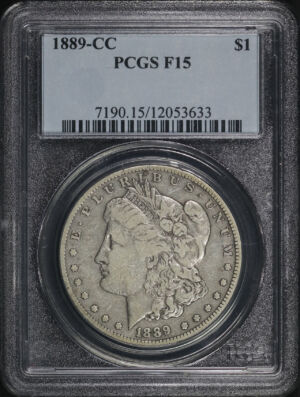 Obverse of this 1889-CC Morgan Dollar PCGS F-15
