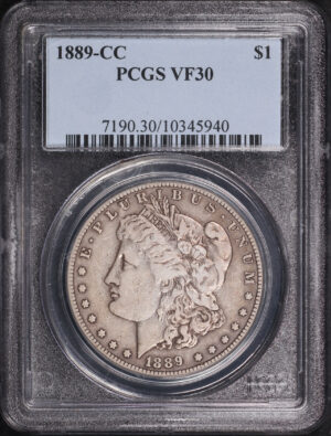 Obverse of this 1889-CC Morgan Dollar PCGS VF-30