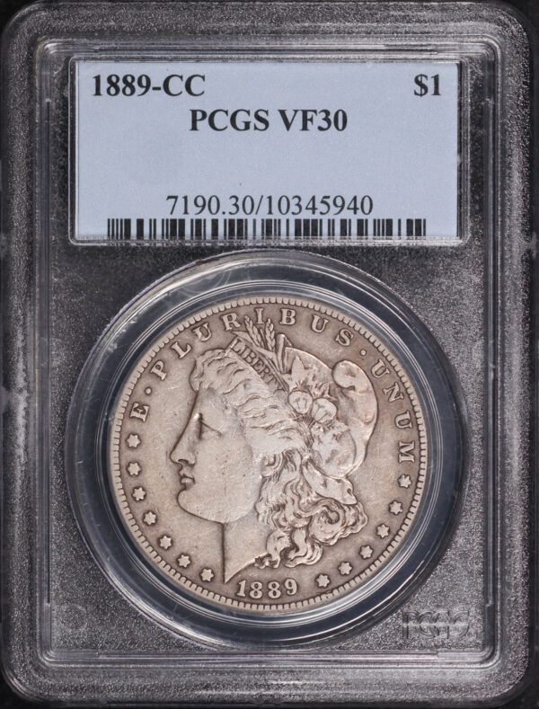 Obverse of this 1889-CC Morgan Dollar PCGS VF-30