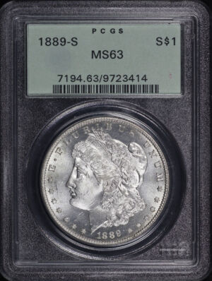 Obverse of this 1889-S Morgan Dollar PCGS MS-63 Old Green Holder 