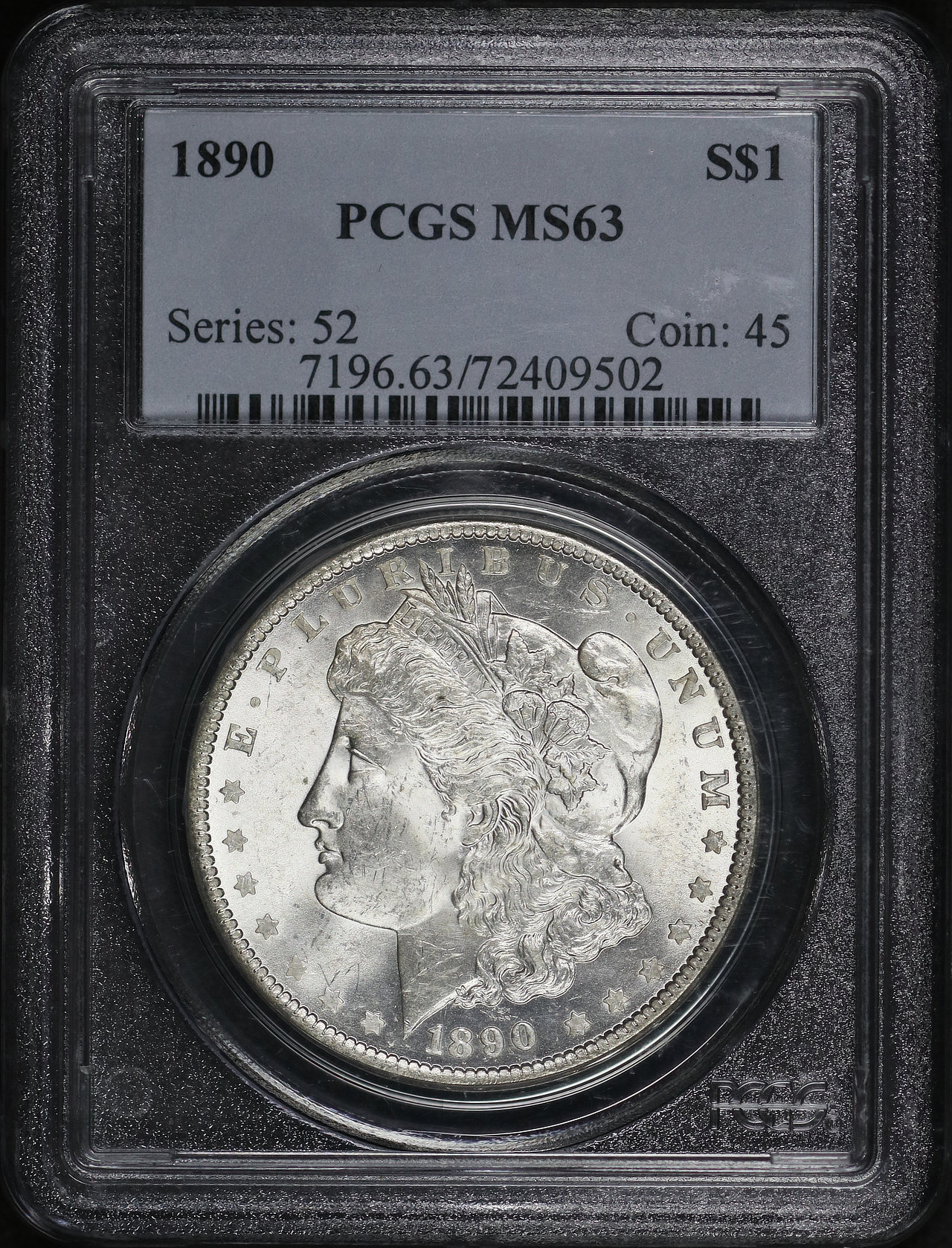 Obverse of this 1890 Morgan Dollar PCGS MS-63