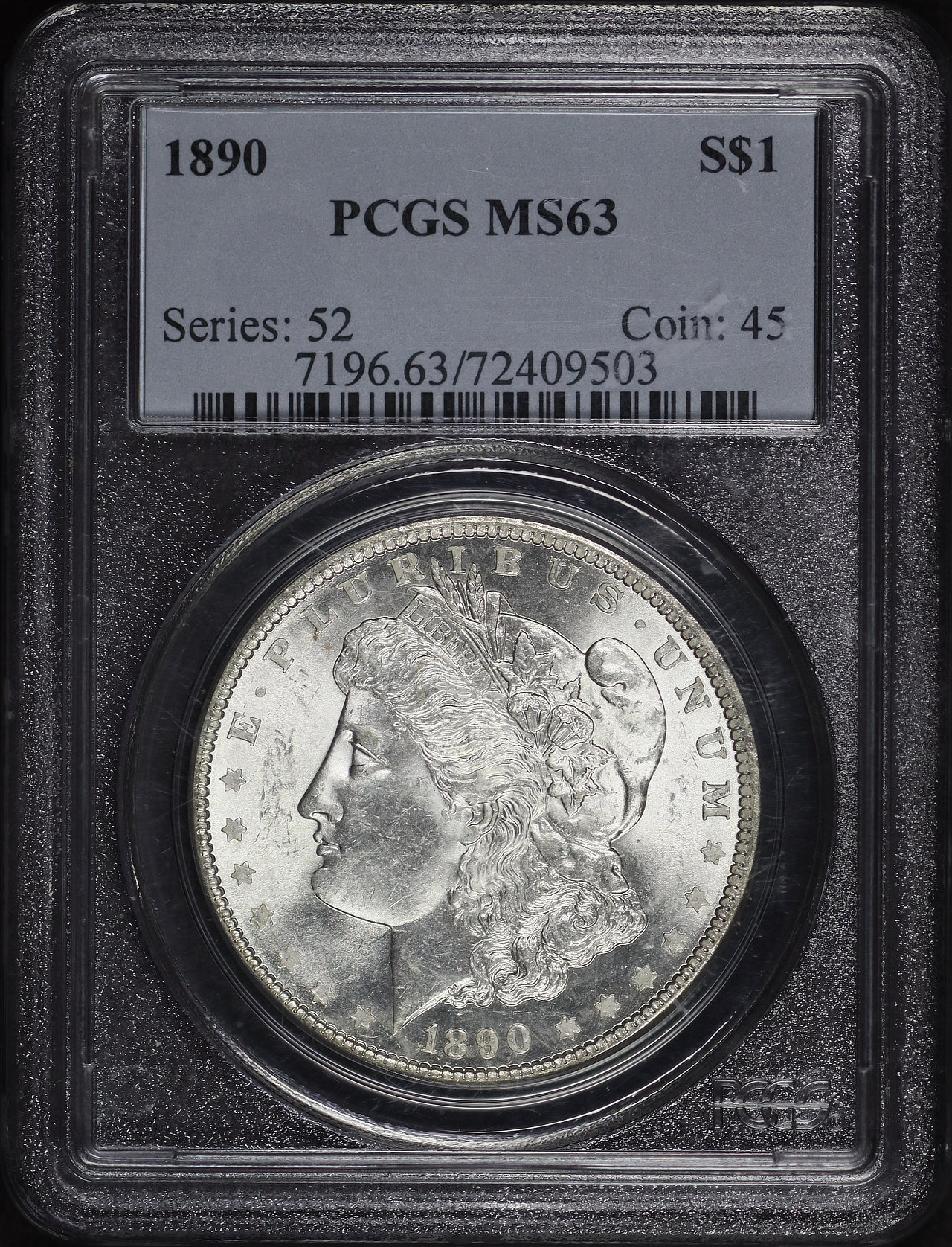 Obverse of this 1890 Morgan Dollar PCGS MS-63