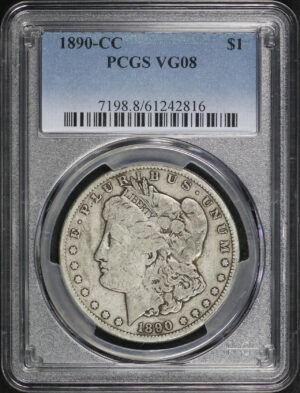 Obverse of this 1890-CC Morgan Dollar PCGS VG-08