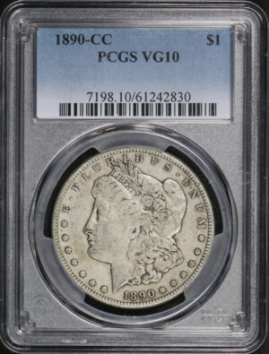 Obverse of this 1890-CC Morgan Dollar PCGS VG-10