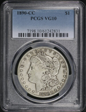 Obverse of this 1890-CC Morgan Dollar PCGS VG-10