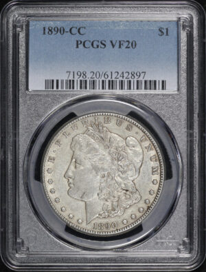 Obverse of this 1890-CC Morgan Dollar PCGS VF-20