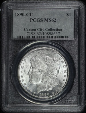 Obverse of this 1890-CC Morgan Dollar PCGS MS-62 Carson City Collection 