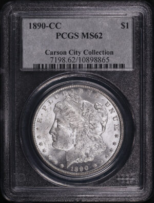 Obverse of this 1890-CC Morgan Dollar PCGS MS-62 Carson City Collection