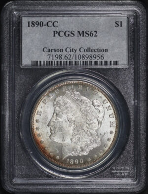 Obverse of this 1890-CC Morgan Dollar PCGS MS-62 Carson City Collection 