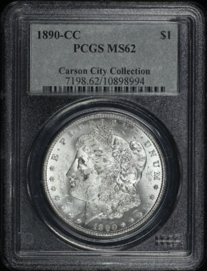 Obverse of this 1890-CC Morgan Dollar PCGS MS-62 Carson City Collection