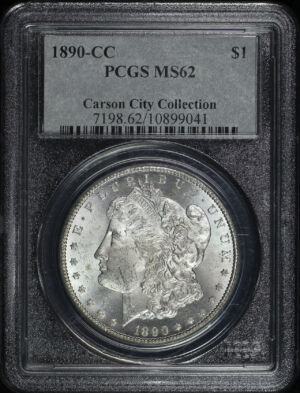Obverse of this 1890-CC Morgan Dollar PCGS MS-62 Carson City Collection 