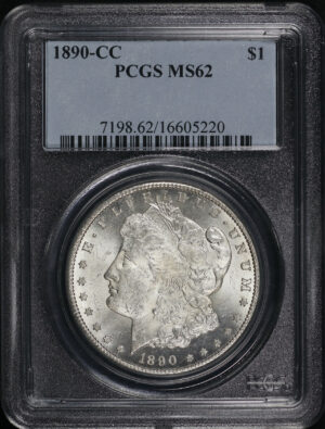 Obverse of this 1890-CC Morgan Dollar PCGS MS-62