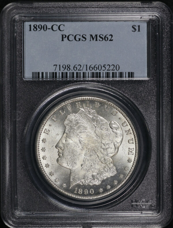 Obverse of this 1890-CC Morgan Dollar PCGS MS-62