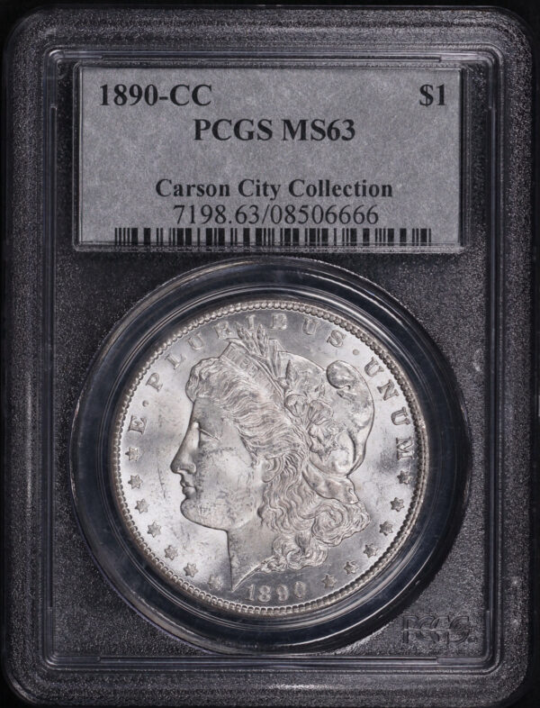Obverse of this 1890-CC Morgan Dollar PCGS MS-63 Carson City Collection