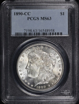 Obverse of this 1890-CC Morgan Dollar PCGS MS-63