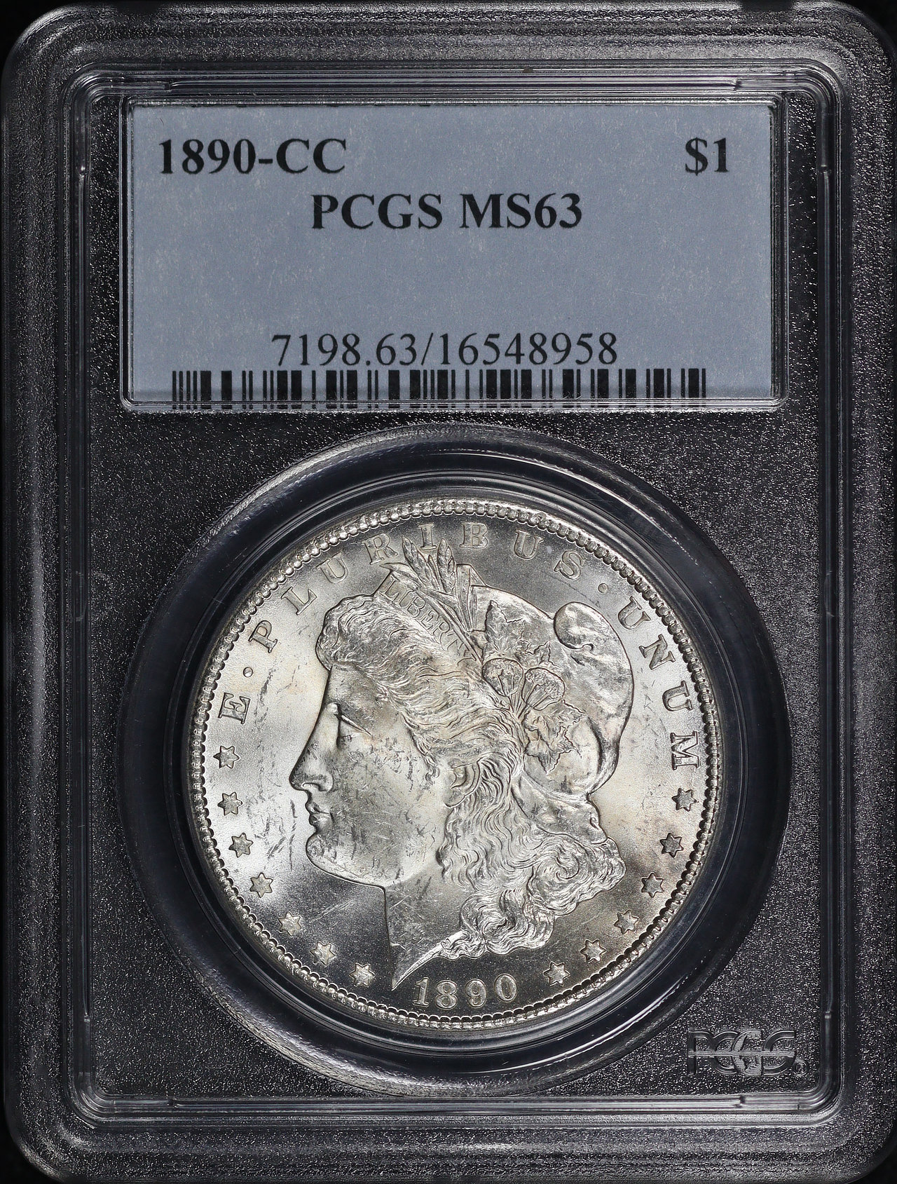 Obverse of this 1890-CC Morgan Dollar PCGS MS-63