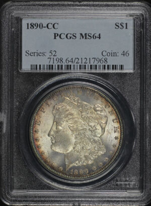 Obverse of this 1890-CC Morgan Dollar PCGS MS-64