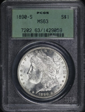 Obverse of this 1890-S Morgan Dollar PCGS MS-63 Old Green Holder