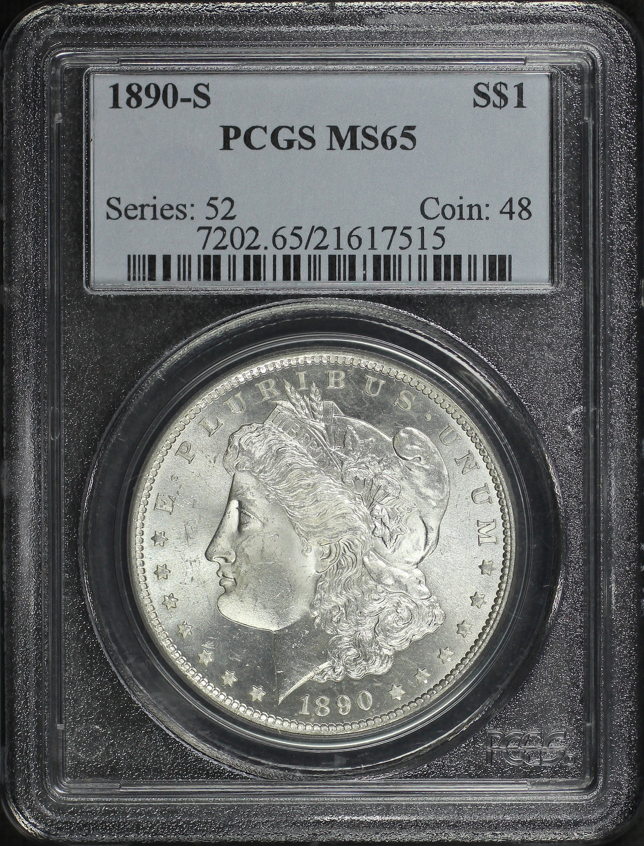 Obverse of this 1890-S Morgan Dollar PCGS MS-65