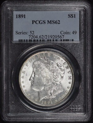 Obverse of this 1891 Morgan Dollar PCGS MS-62
