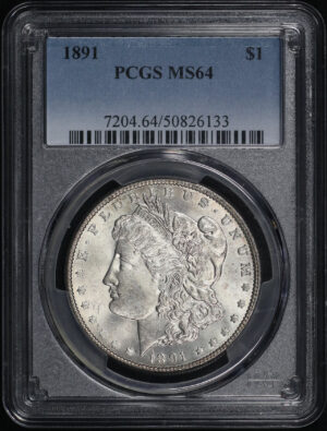 Obverse of this 1891 Morgan Dollar PCGS MS-64