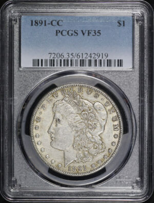 Obverse of this 1891-CC Morgan Dollar PCGS VF-35