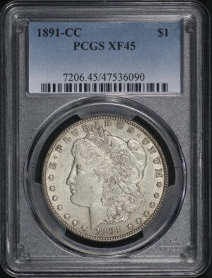 Obverse of this 1891-CC Morgan Dollar PCGS XF-45