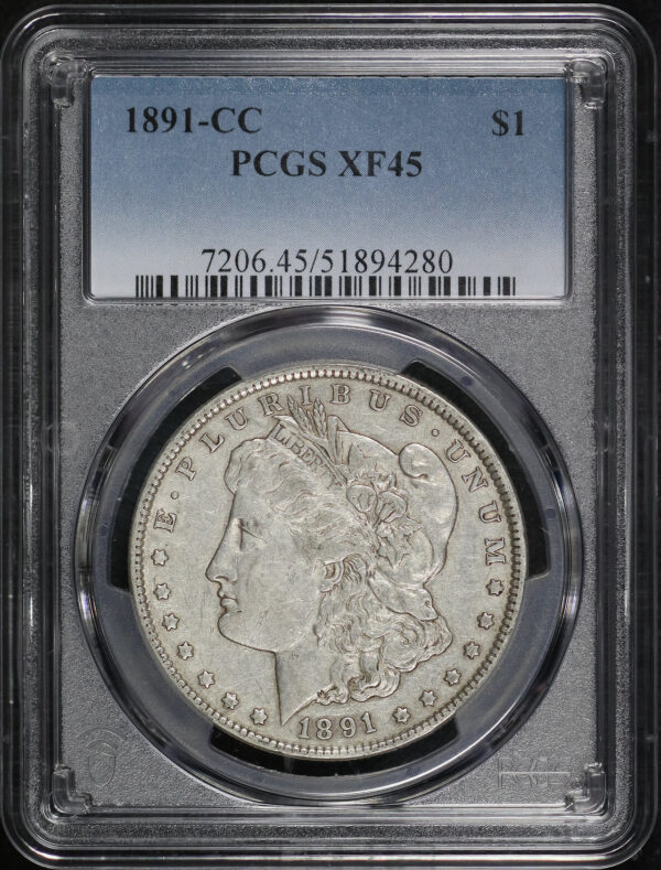 Obverse of this 1891-CC Morgan Dollar PCGS XF-45