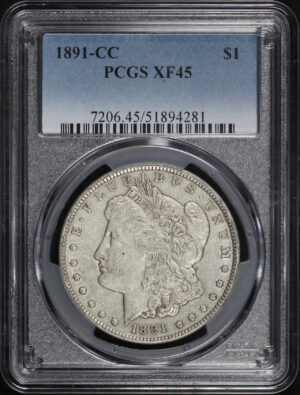 Obverse of this 1891-CC Morgan Dollar PCGS XF-45