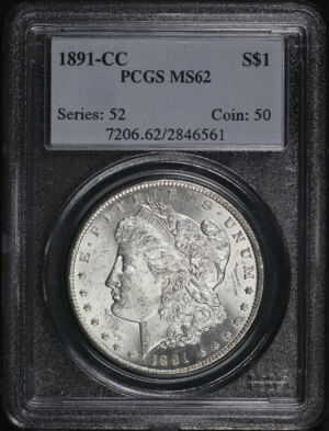 Obverse of this 1891-CC Morgan Dollar PCGS MS-62