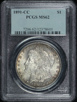 Obverse of this 1891-CC Morgan Dollar PCGS MS-62