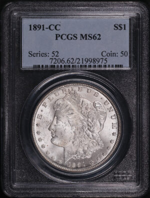 Obverse of this 1891-CC Morgan Dollar PCGS MS-62