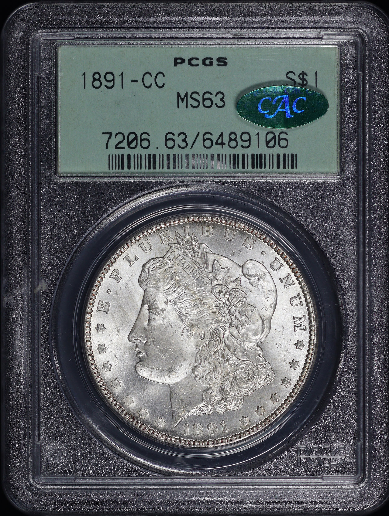 1891-CC Morgan Dollar PCGS MS-63 CAC Old Green Holder | Northern Nevada ...