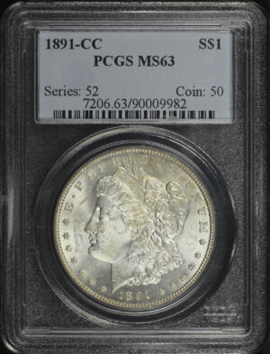 Obverse of this 1891-CC Morgan Dollar PCGS MS-63