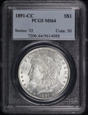 Obverse of this 1891-CC Morgan Dollar PCGS MS-64