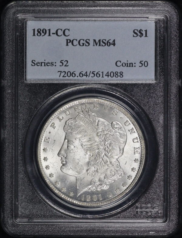 Obverse of this 1891-CC Morgan Dollar PCGS MS-64